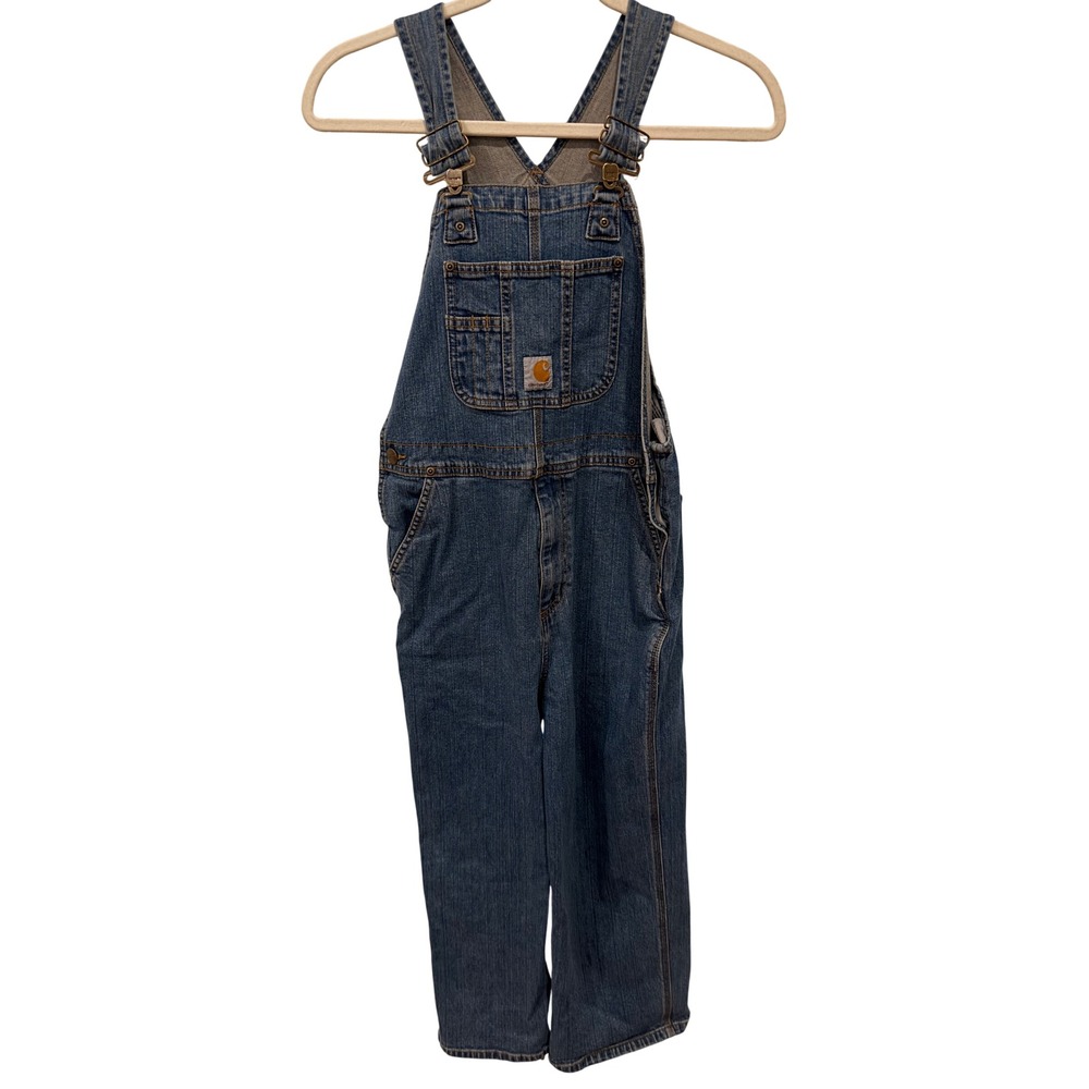 Carhartt Kids Masterbuilt Denim Bib Overalls Medium Wash Blue Size 10